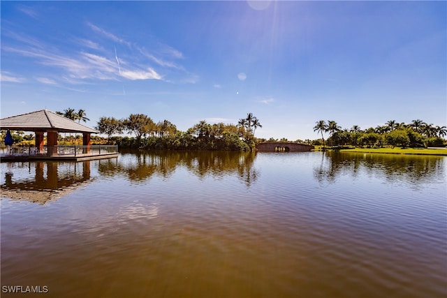 water view with a gazebo