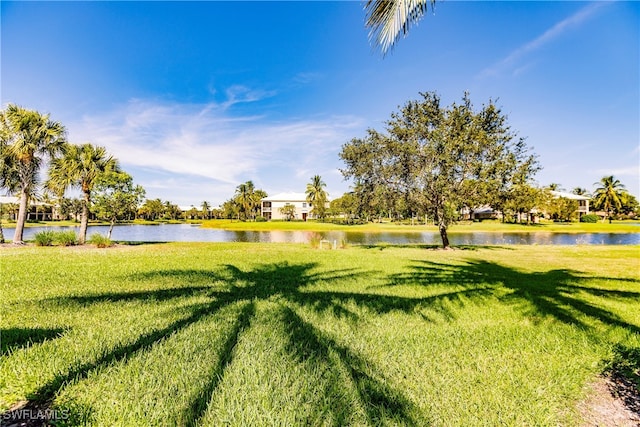 view of yard featuring a water view