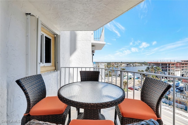 balcony with a water view