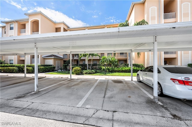 view of covered parking lot