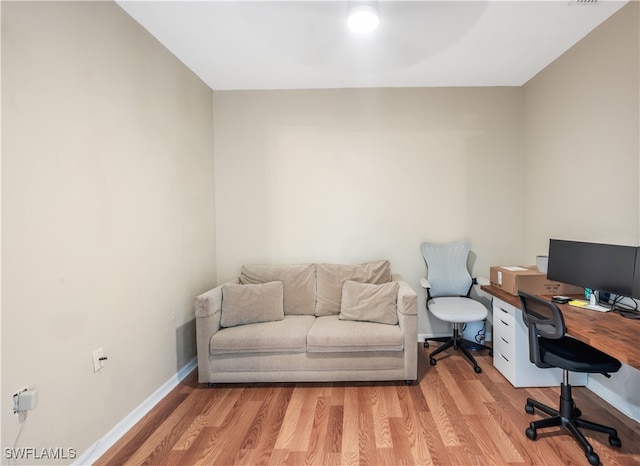 office area featuring light hardwood / wood-style flooring