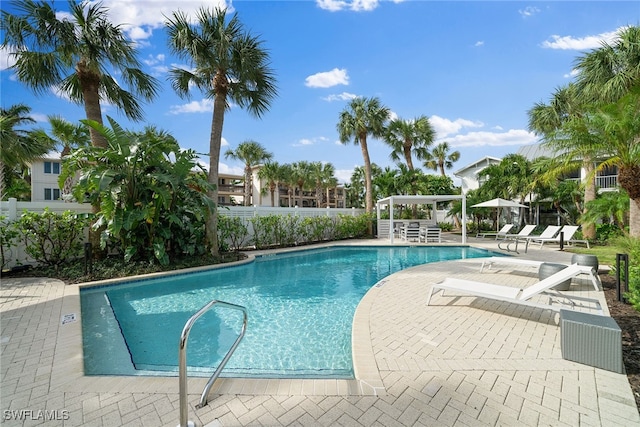 view of pool featuring a patio