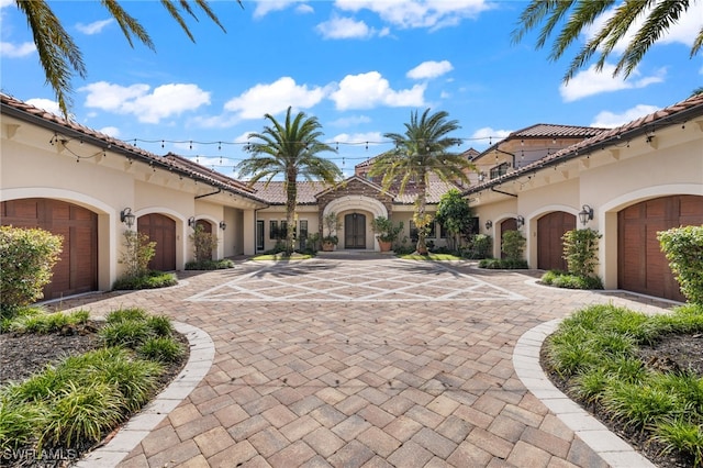 view of patio / terrace with a garage