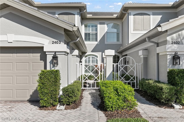 entrance to property with a garage