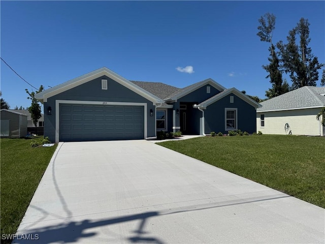 2919 NW 10th St, Cape Coral, FL 33993 - single story home with a garage, driveway, a front yard, and stucco siding