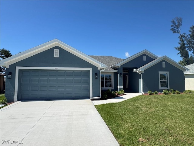 2919 NW 10th St, Cape Coral, FL 33993 - ranch-style home featuring concrete driveway, a garage, a front lawn, and stucco siding