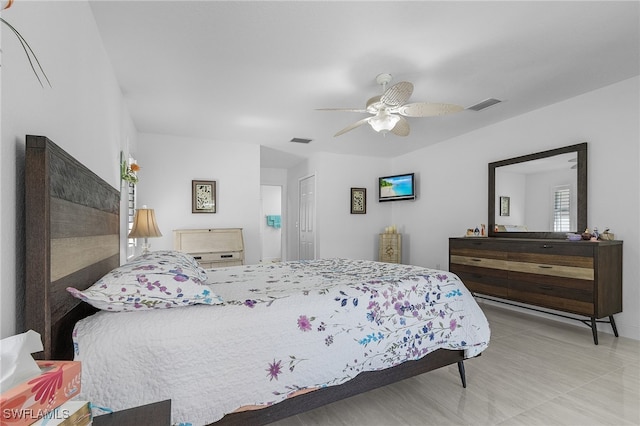 bedroom with a closet and ceiling fan