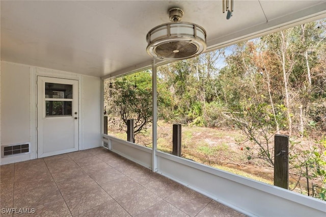 view of unfurnished sunroom