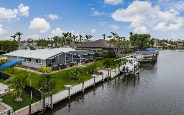 exterior space with a dock