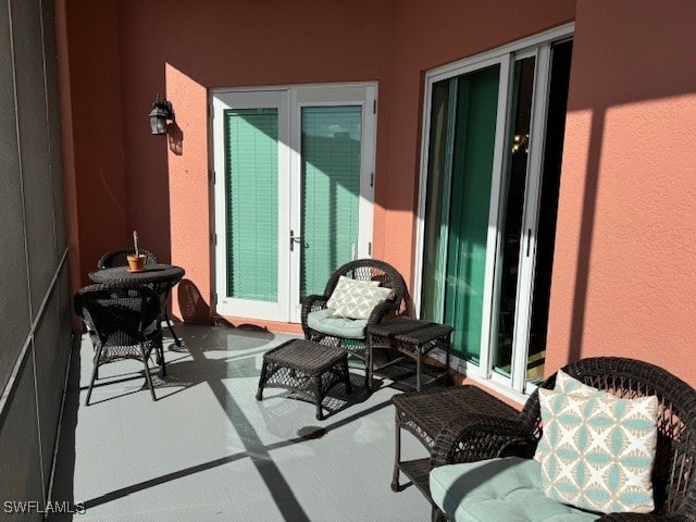 balcony with french doors