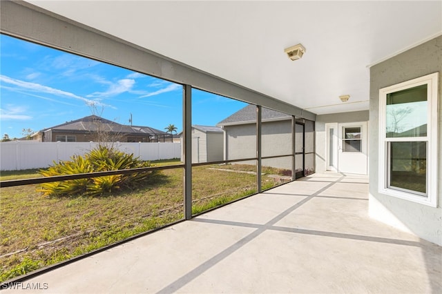 view of unfurnished sunroom