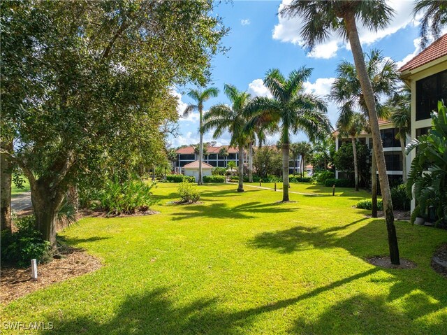 view of property's community featuring a yard