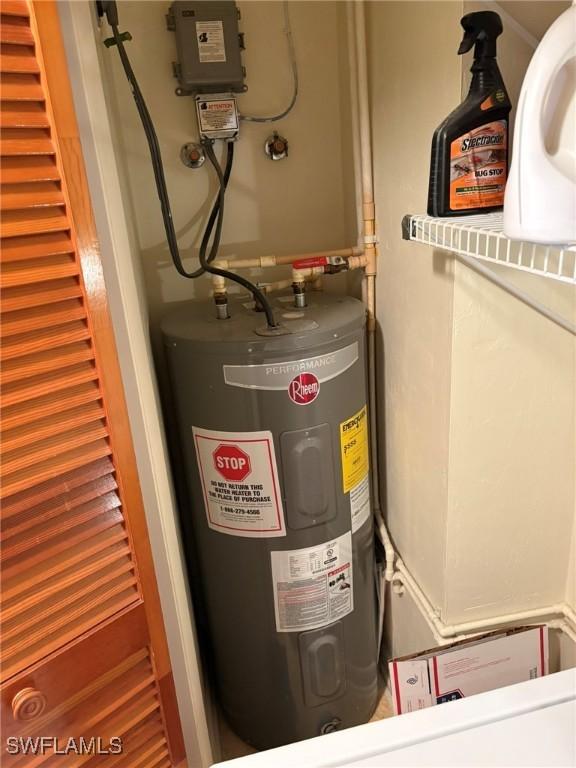 utility room with water heater