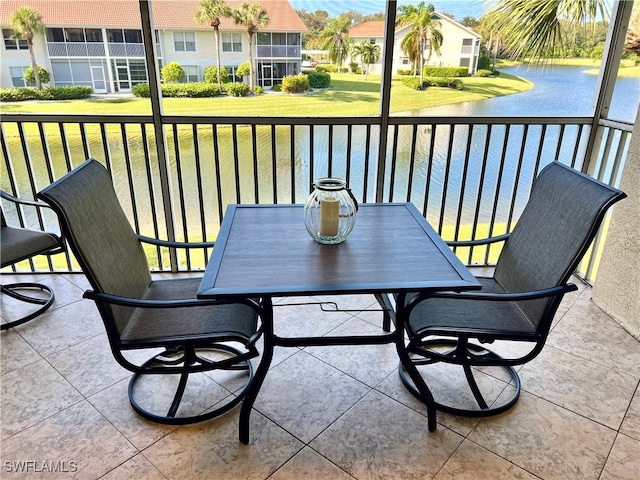 balcony with a water view