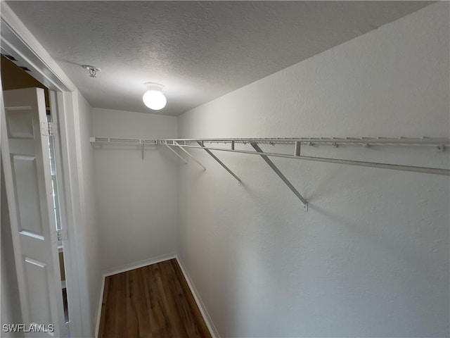 walk in closet with hardwood / wood-style floors