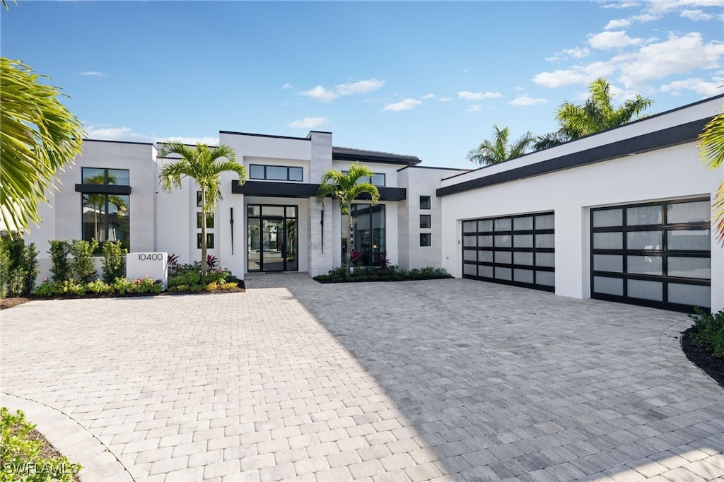 contemporary home with a garage