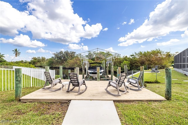 300 Morse Plz, Fort Myers, FL 33905 - view of patio with fence and boat lift