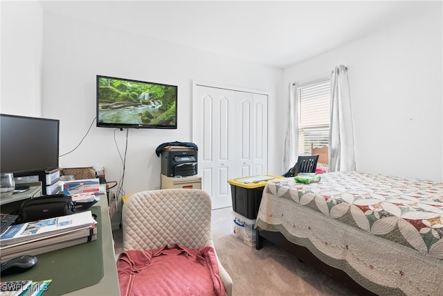 bedroom with a closet and carpet flooring