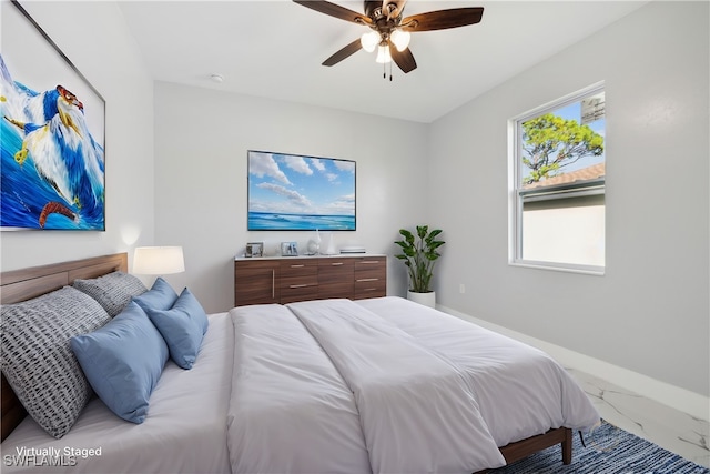 bedroom featuring ceiling fan