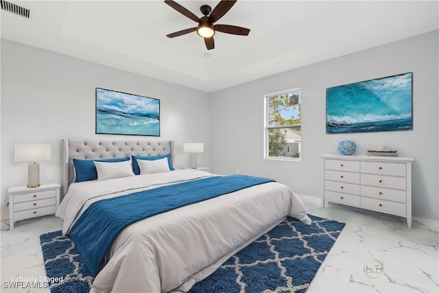 bedroom featuring ceiling fan