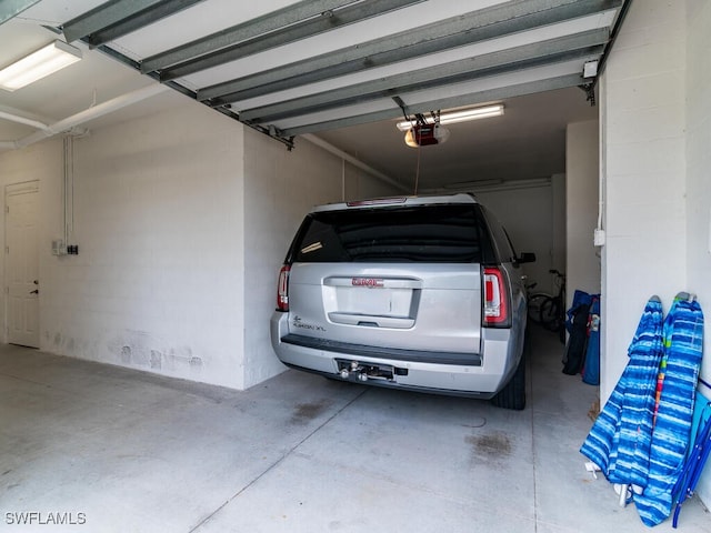 garage with a garage door opener