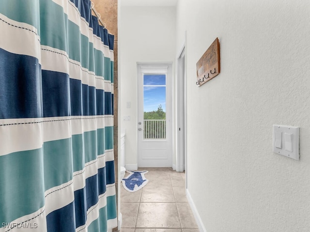 interior space featuring tile patterned flooring