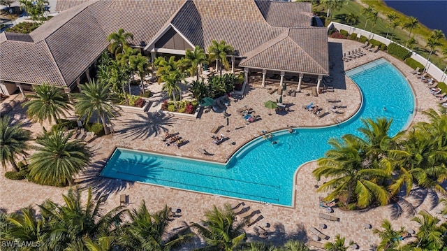 view of pool featuring a patio