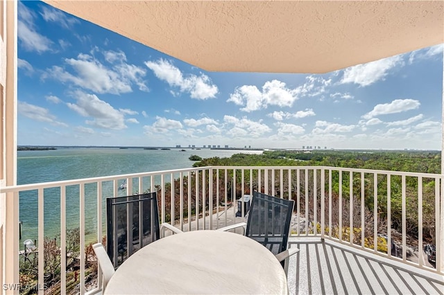 balcony with a water view