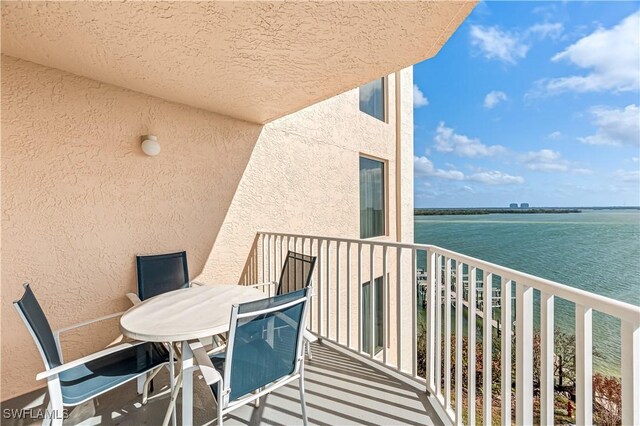 balcony with a water view