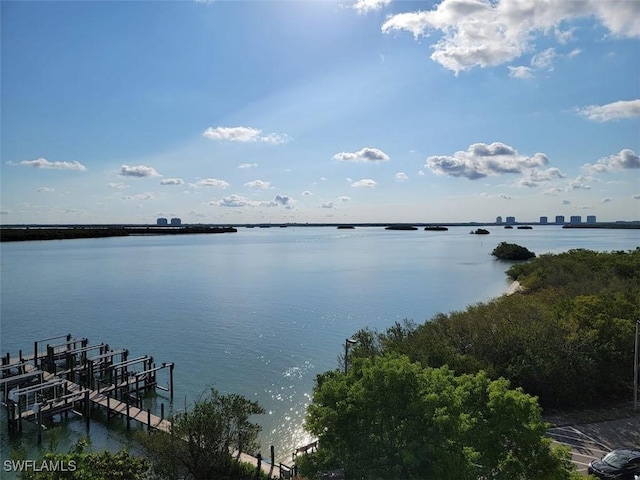 water view with a boat dock