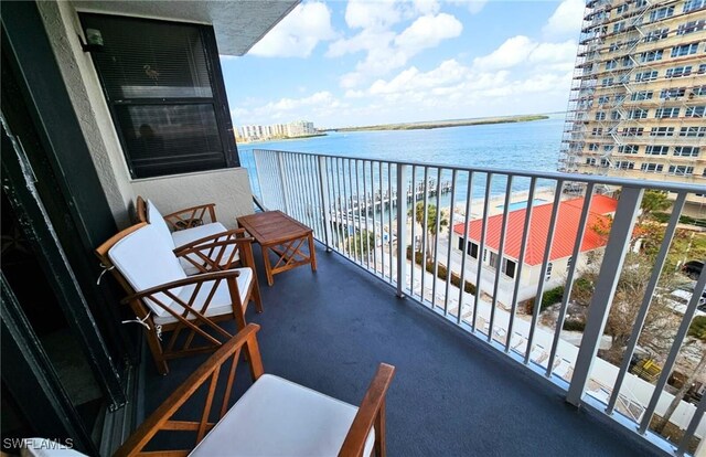 balcony with a water view