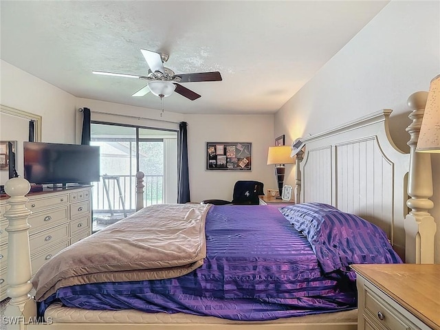 800 Misty Pines Cir Unit H-201, Naples, FL 34105 - bedroom with access to exterior and a ceiling fan