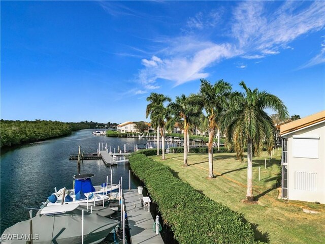 162 Newport Dr Unit 1202, Naples, FL 34114 - dock with a water view and a yard