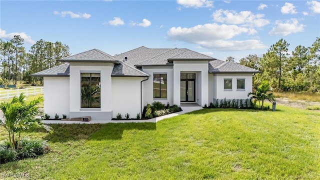 view of front facade with a front lawn