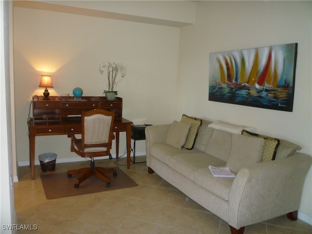 home office featuring tile patterned floors