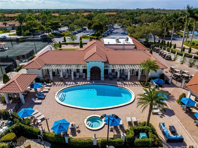 view of swimming pool featuring a patio