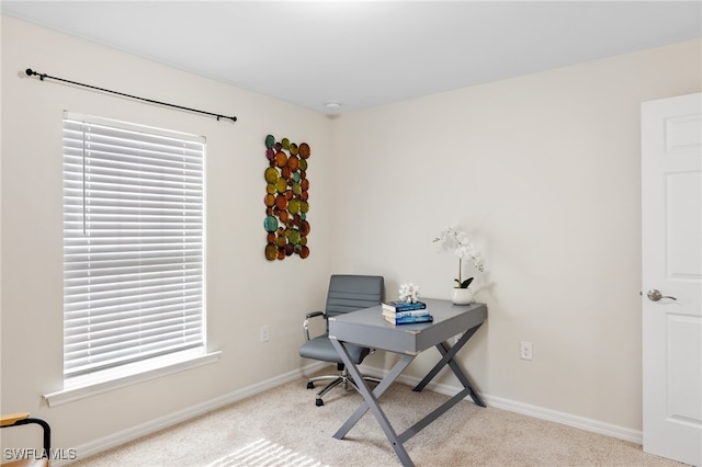 office featuring light colored carpet