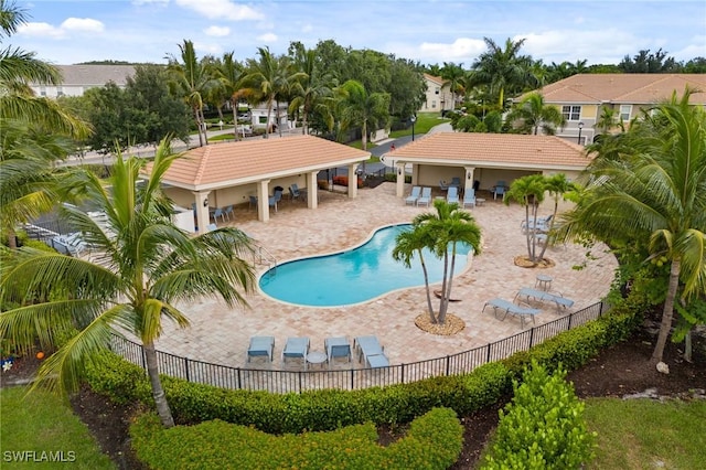 view of pool featuring a patio