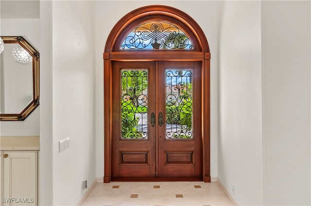 doorway to property with french doors