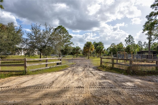 view of road featuring a rural view