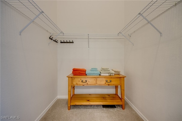 walk in closet featuring carpet floors