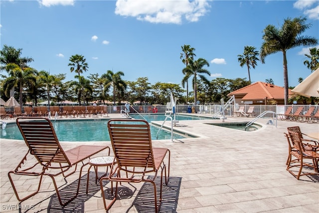 view of pool featuring a patio area