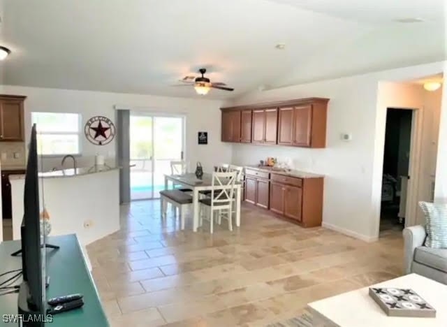 kitchen with ceiling fan