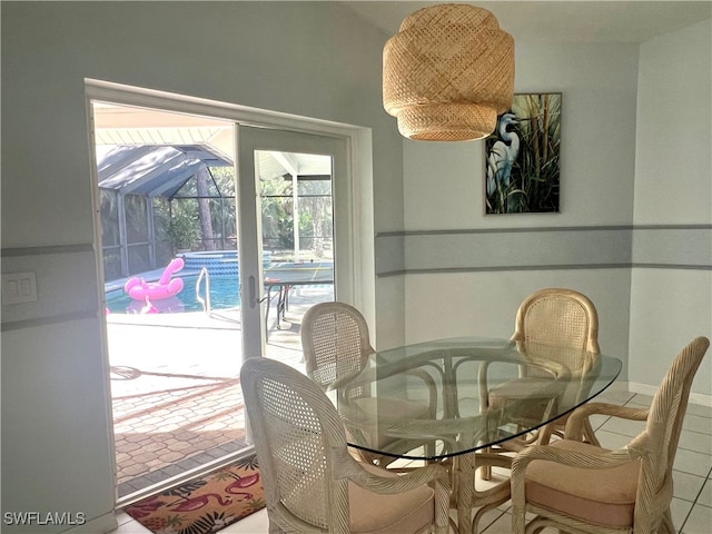 view of tiled dining room