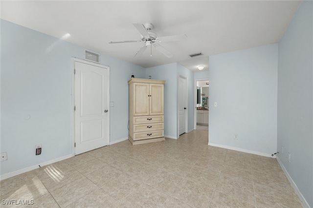 unfurnished bedroom with ceiling fan