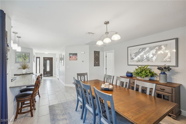 view of tiled dining area