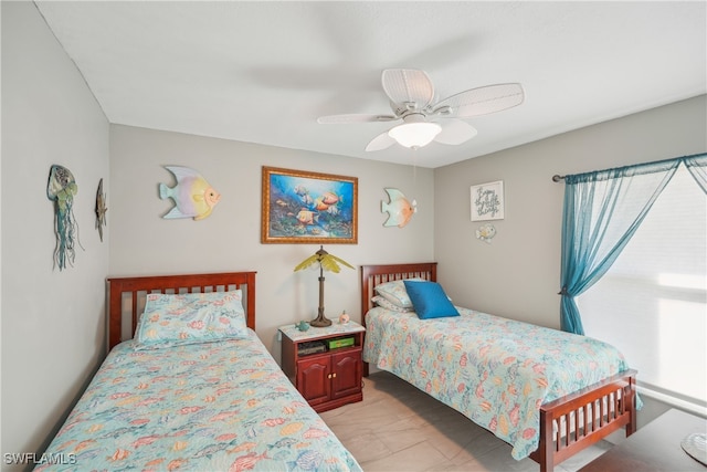 bedroom featuring ceiling fan