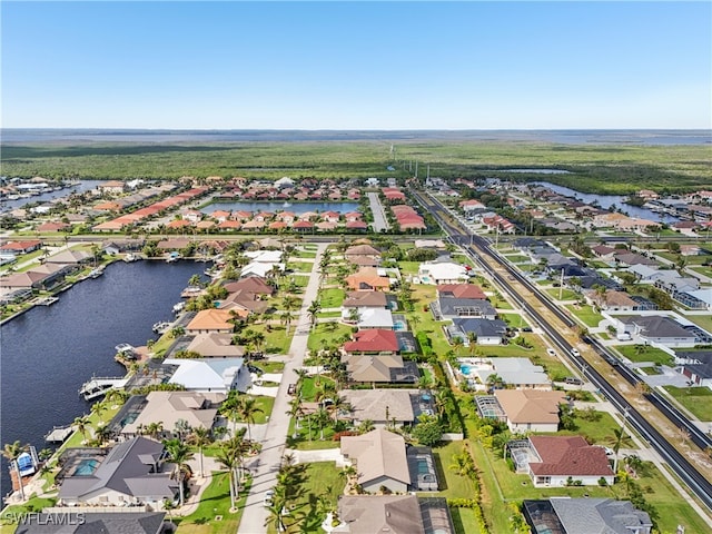 bird's eye view featuring a water view