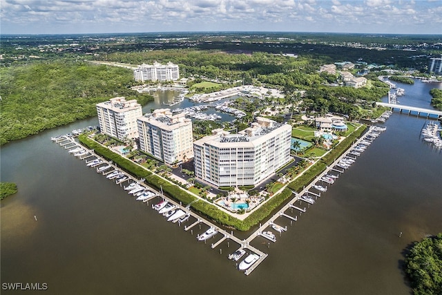 bird's eye view featuring a water view