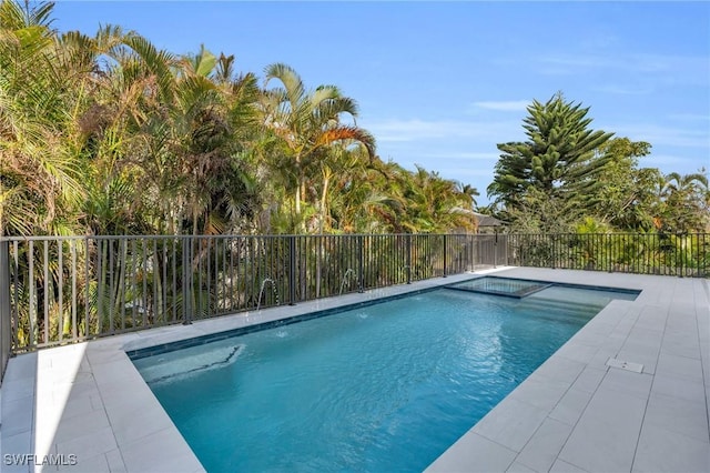 view of pool featuring fence and a fenced in pool